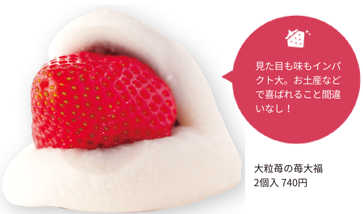 大粒苺の苺大福 2個入 740円